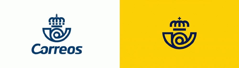 Comparación del nuevo logotipo de Correos con el anterior.